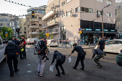 Israeli police investigate the scene in Tel Aviv